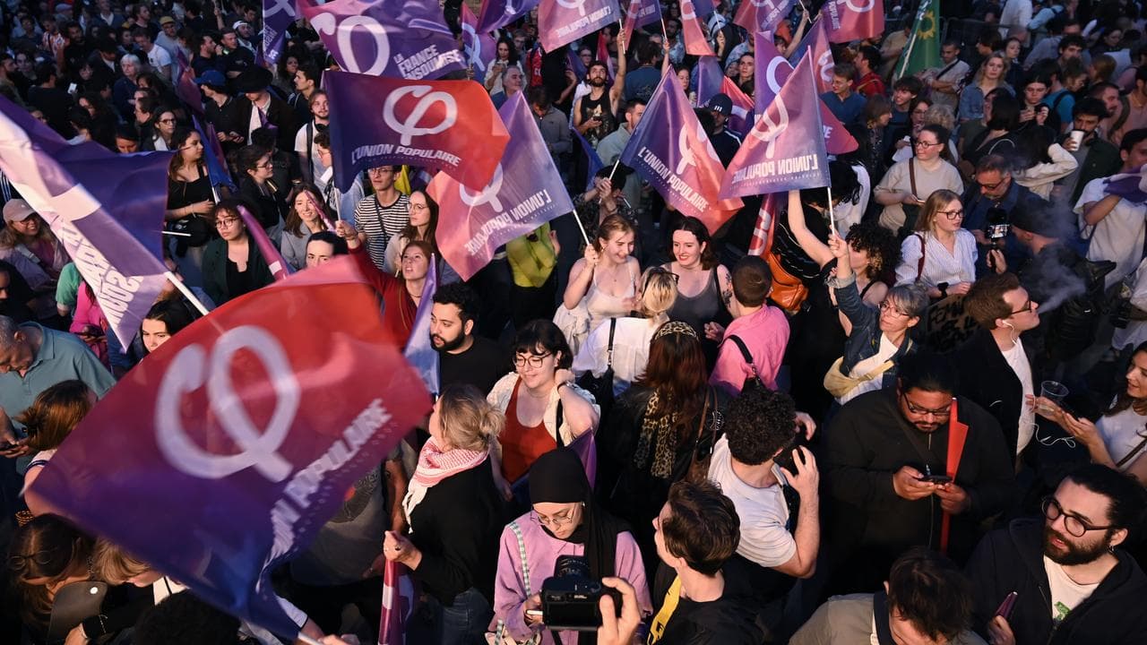 Supporters at a New Popular Front rally