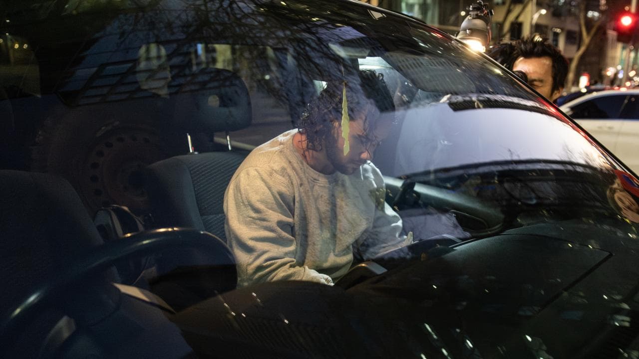 Orpheus Pledger departs from the Melbourne Magistrates Court