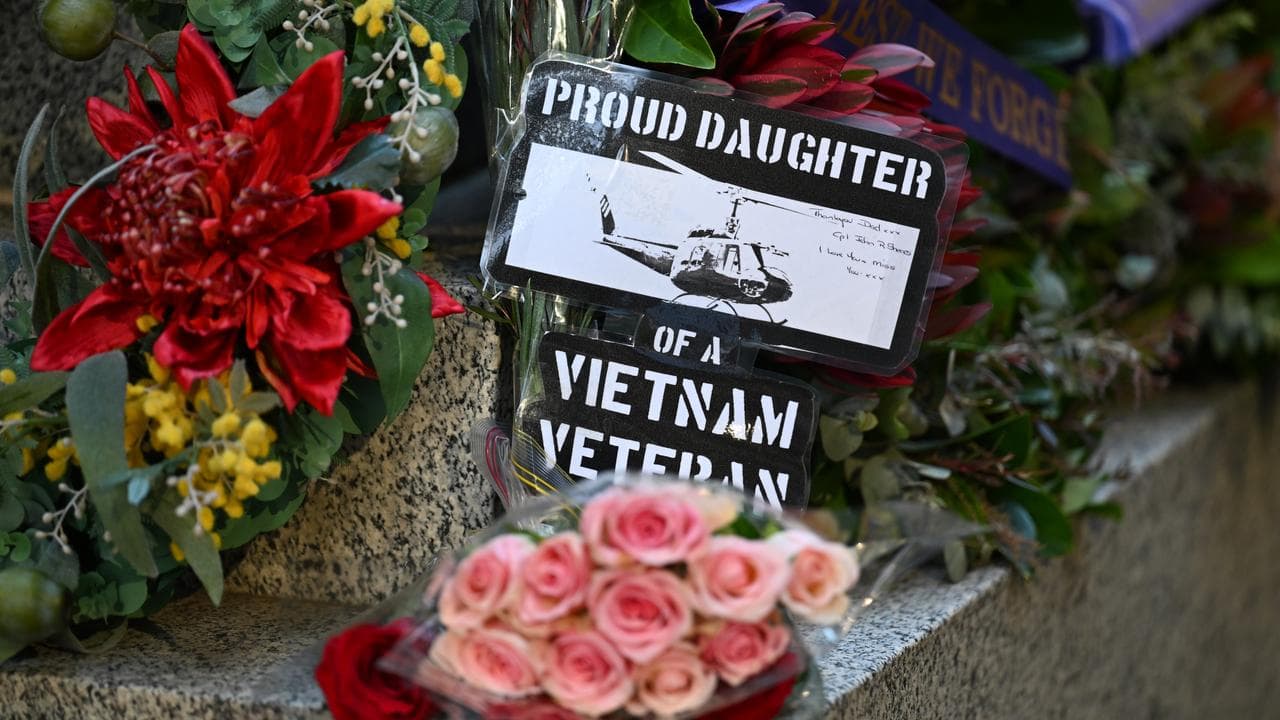 Wreaths and messages to loved ones during Anzac Day in Sydney