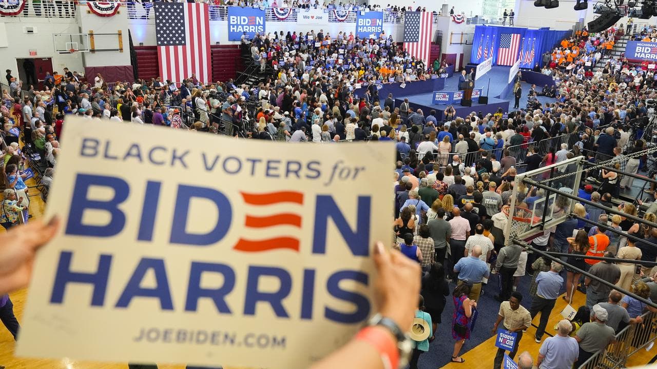 Biden supporters at the Detroit rally