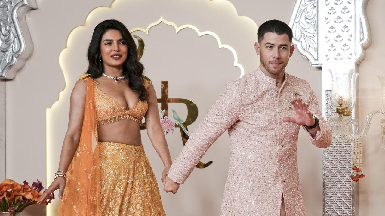Nick Jonas and Priyanka Chopra at the wedding of Anant Ambani
