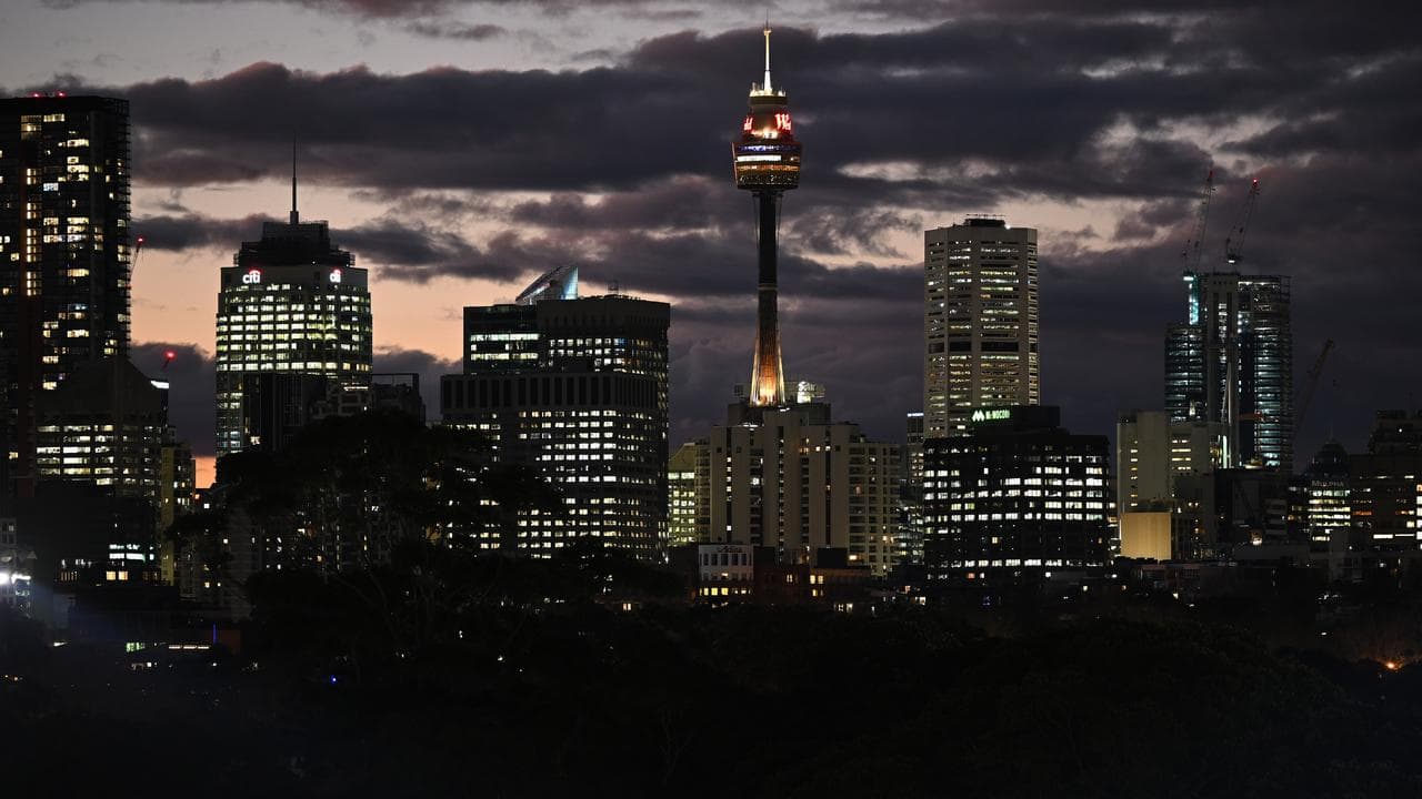 Sydney CBD at night.