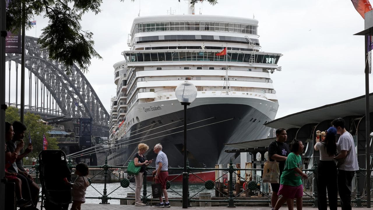 Queen Elizabeth cruise ship docked at Circular Quay in Sydney