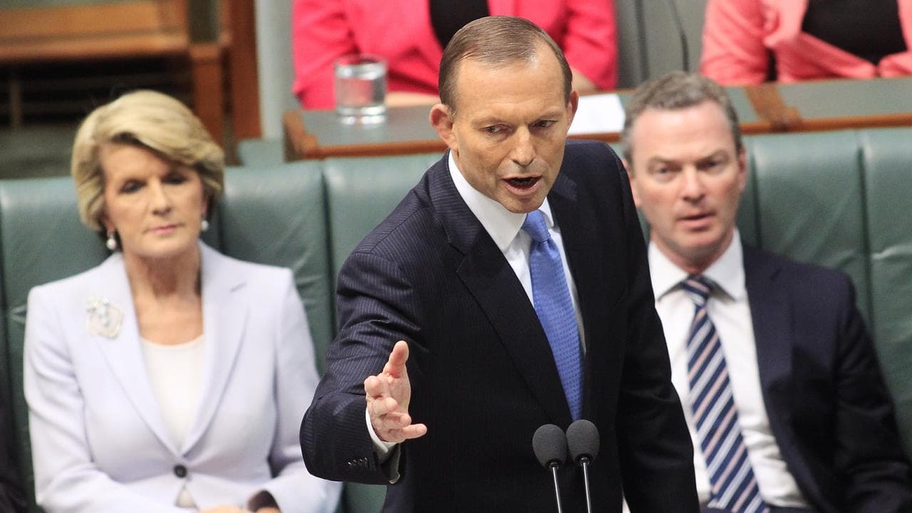Tony Abbot during question time at Parliament House  in 2013.