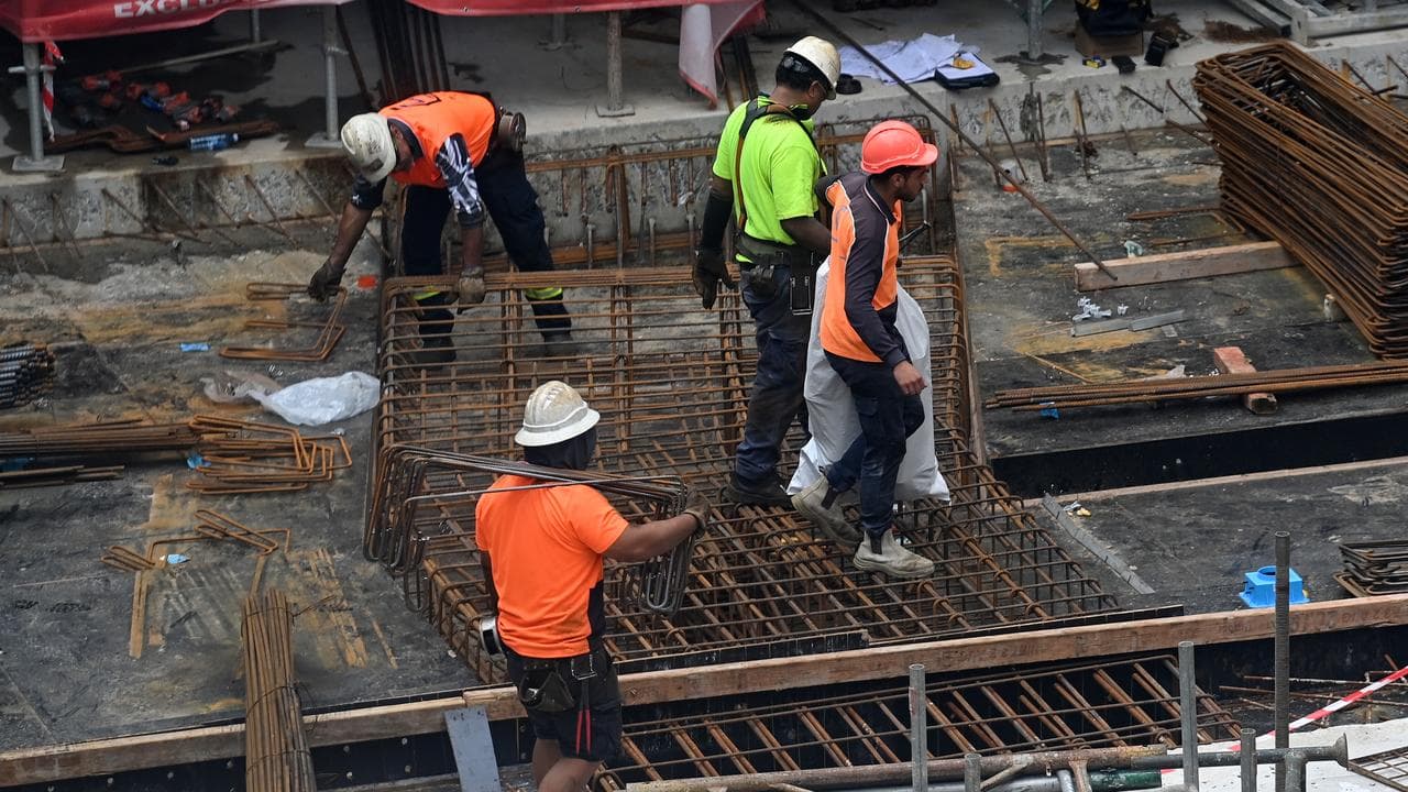 Construction workers in Sydney.