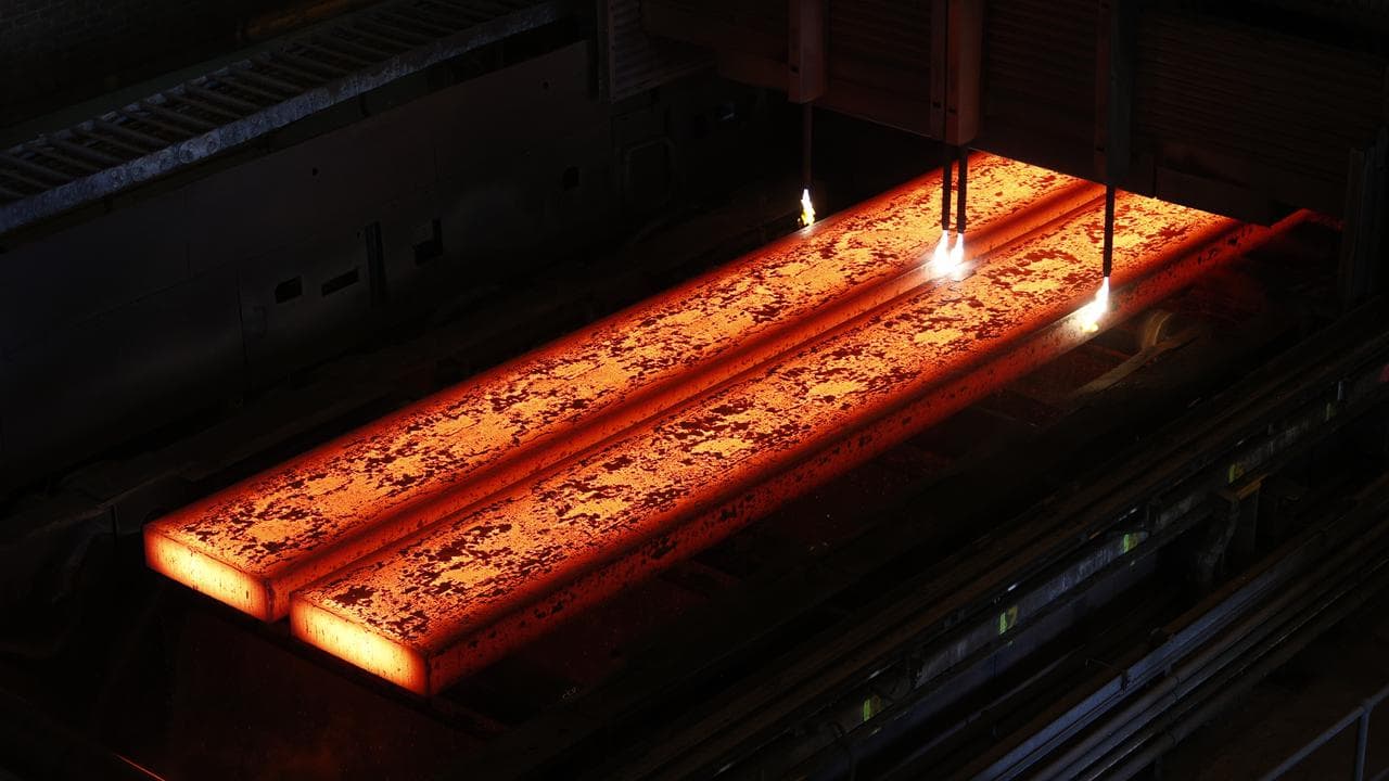 Steel slabs being made