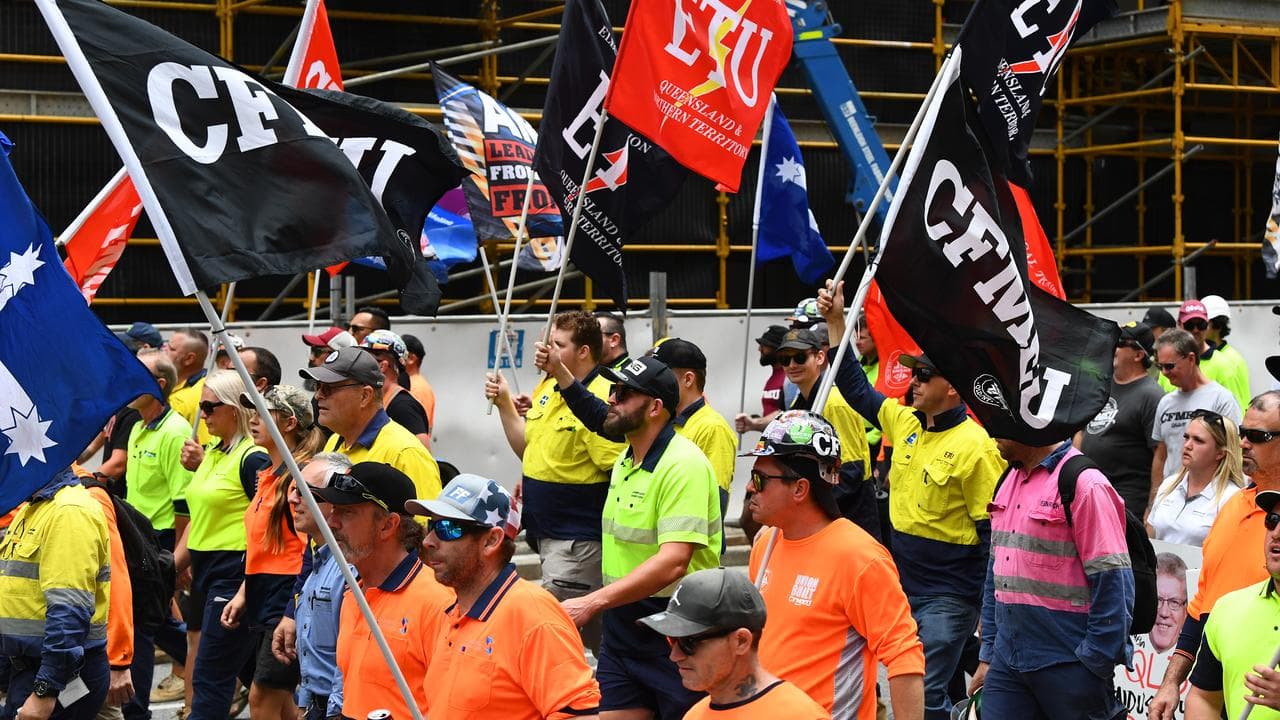 CFMEU members march in Brisbane