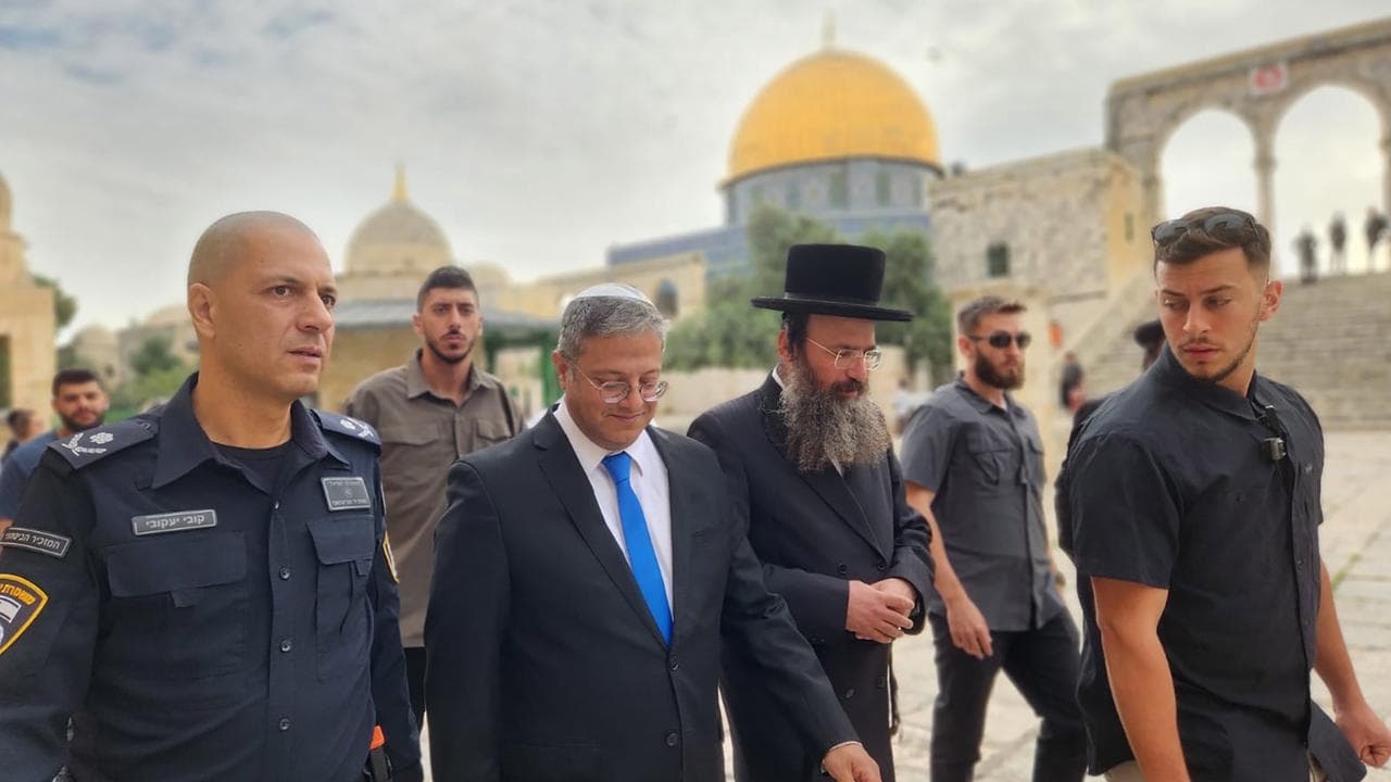 Itamar Ben-Gvir  during a tour of the Al-Aqsa mosque compound