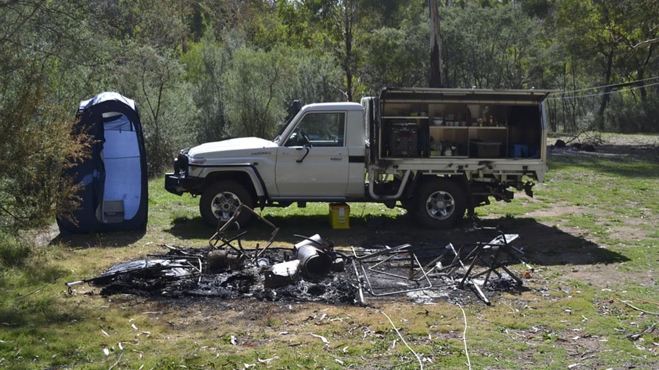 Russell Hill and Carol Clay's burnt-out campsite (file image)