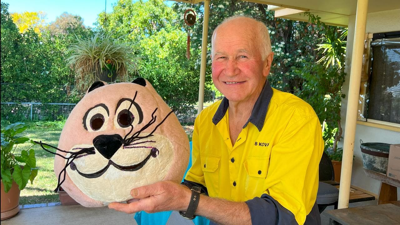Bob Kovac with Claude the Cat costume