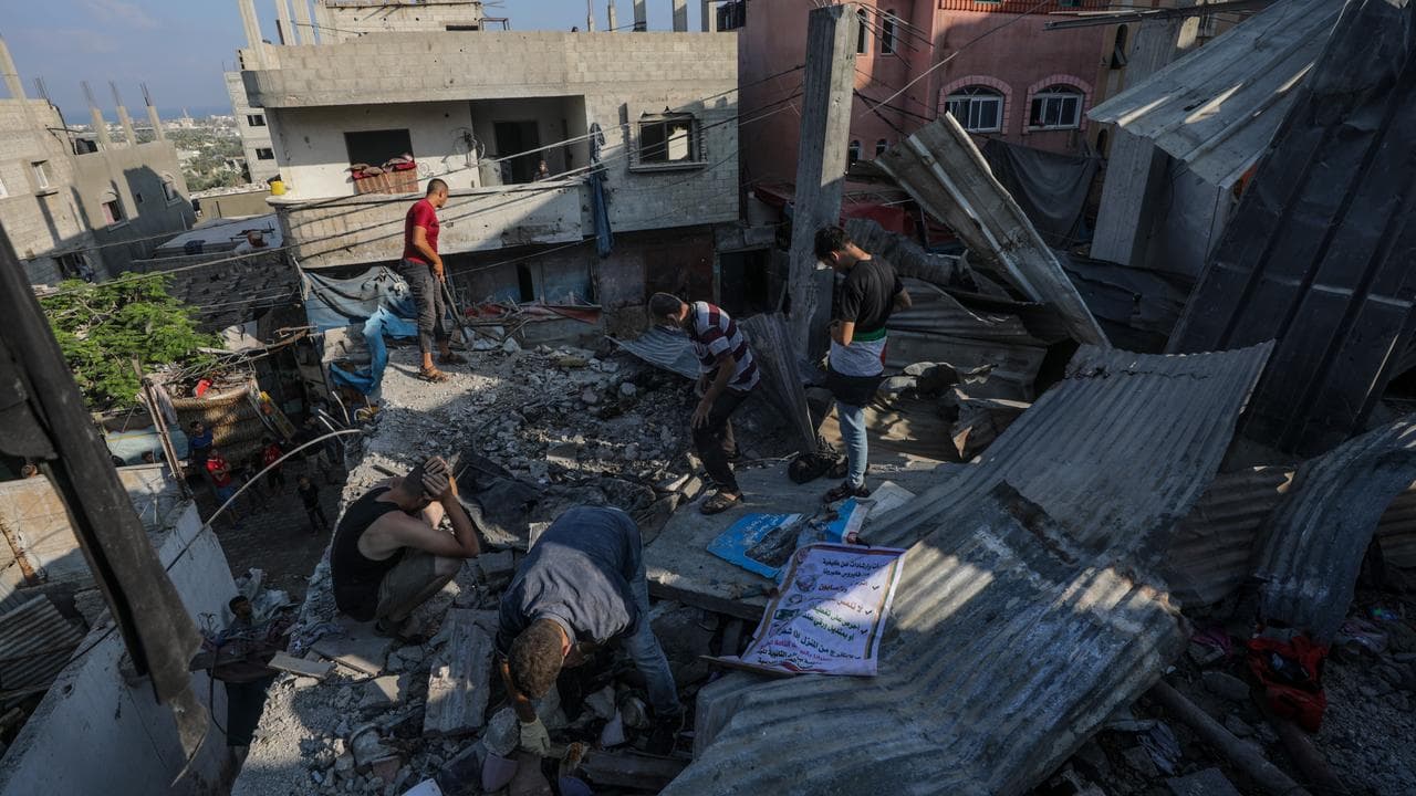 After an Israeli air strike in the Al Zwaida area in Gaza