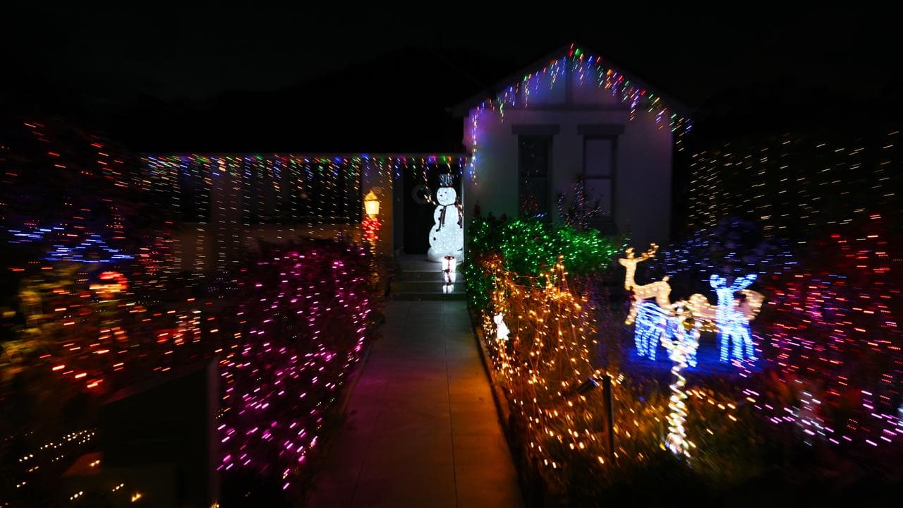 A Christmas lights display