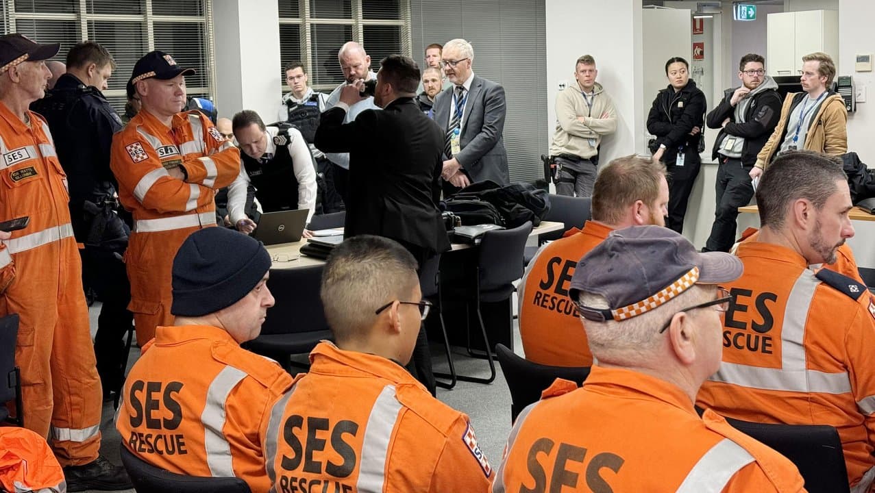 Emergency services are briefed ahead of a search missing Adrian Romeo