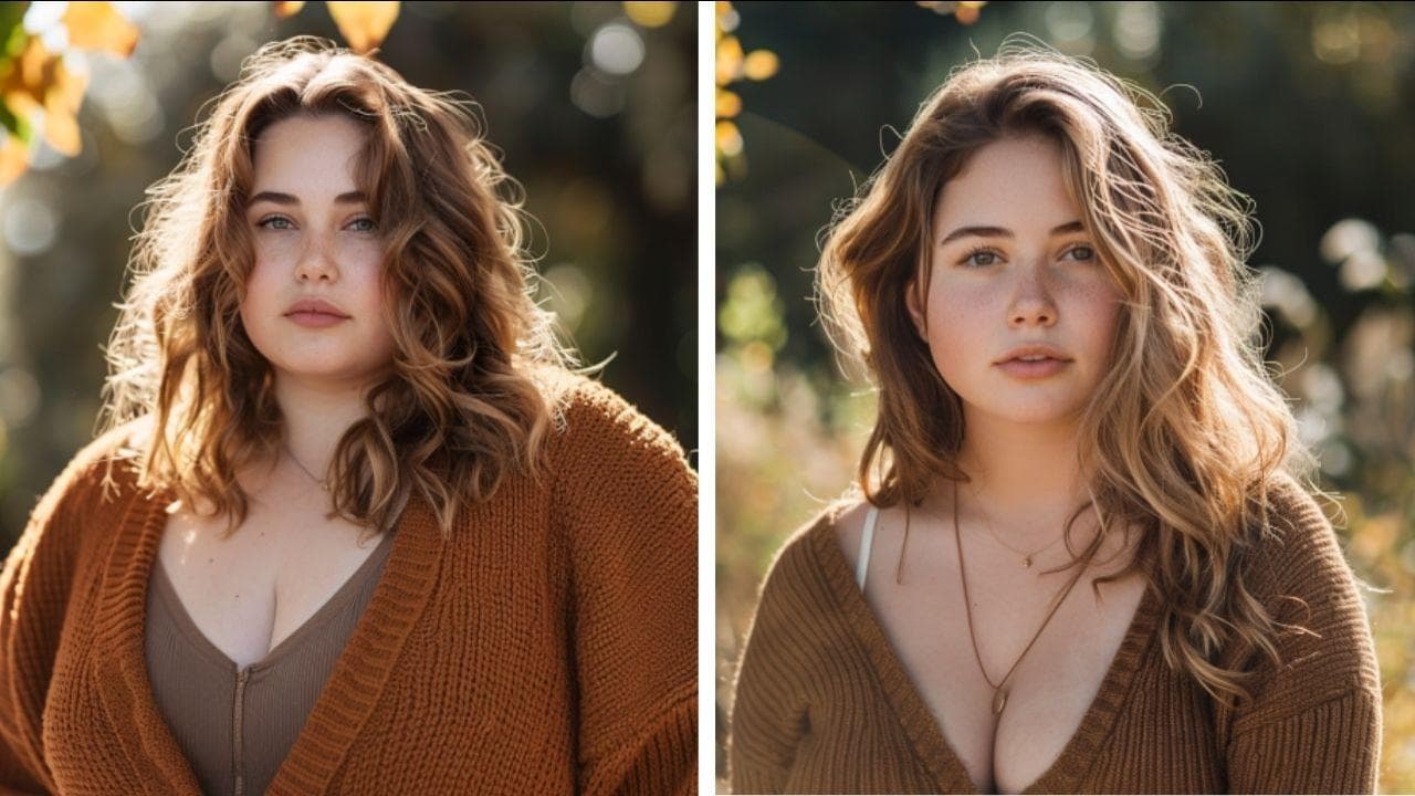 AI-generated images of a woman and a slimmer version of same woman.