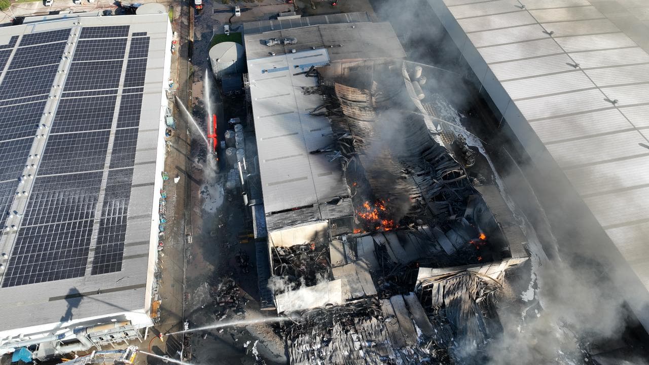 Drone image of the 2024 Derrimut factory fire