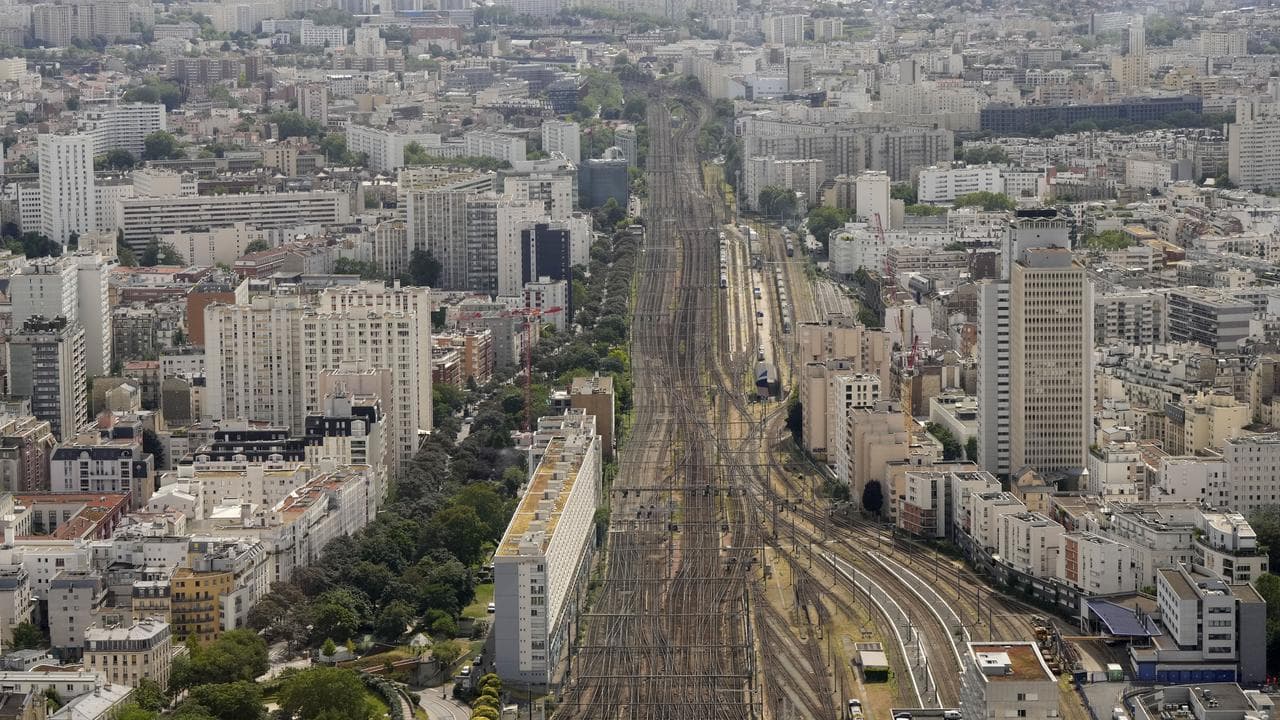 Train tracks are pictured at the Gare Montparnasse in Paris