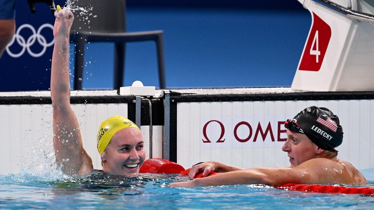 Ariarne Titmus and Katie Ledecky