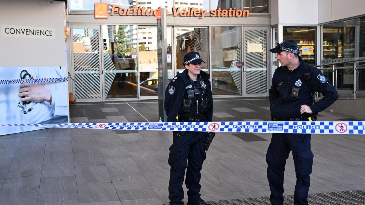 Police outside the Fortitude Valley train station (file image)