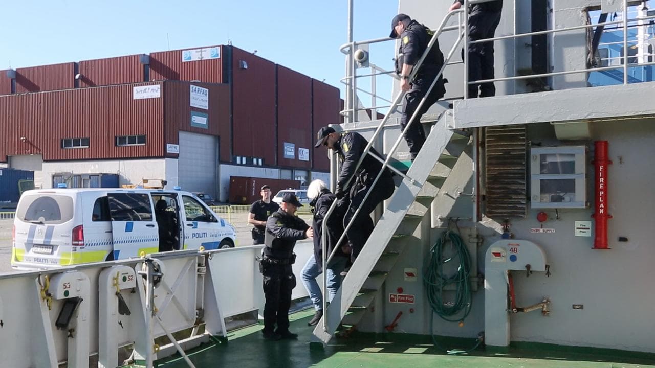 Anti-whaling campaigner Paul Watson being arrested