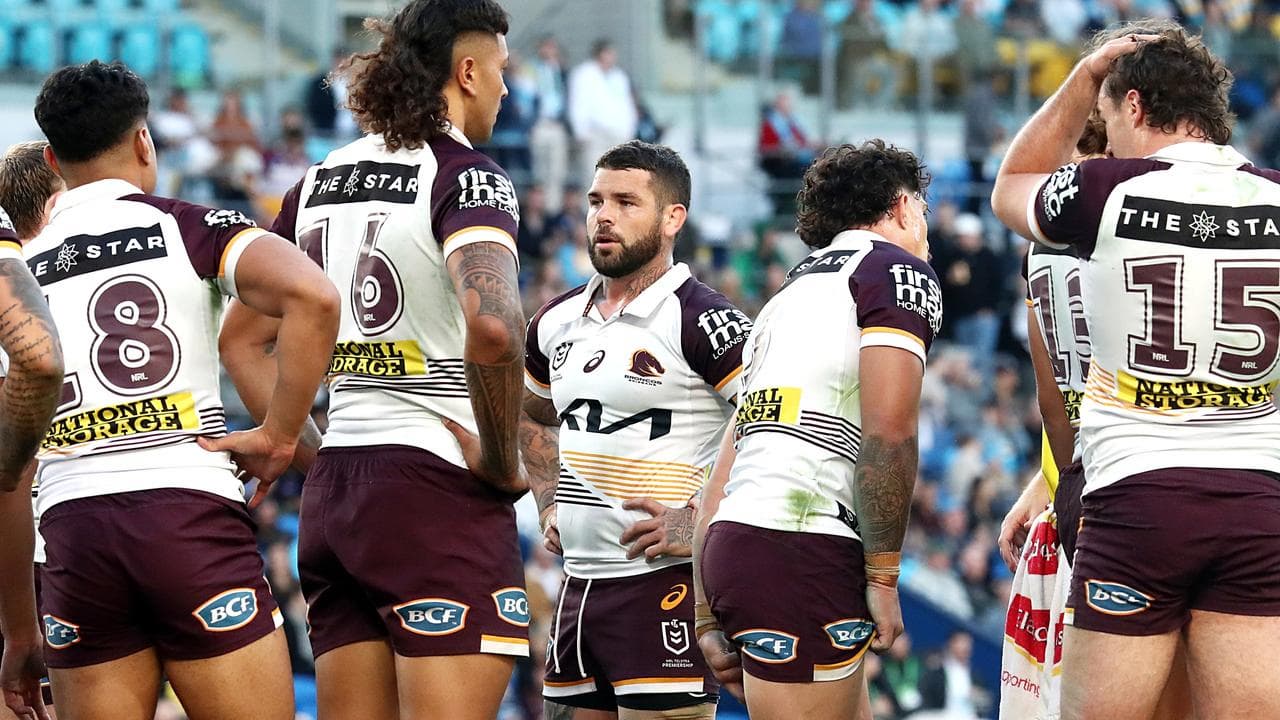 Disappointed Brisbane Broncos players.
