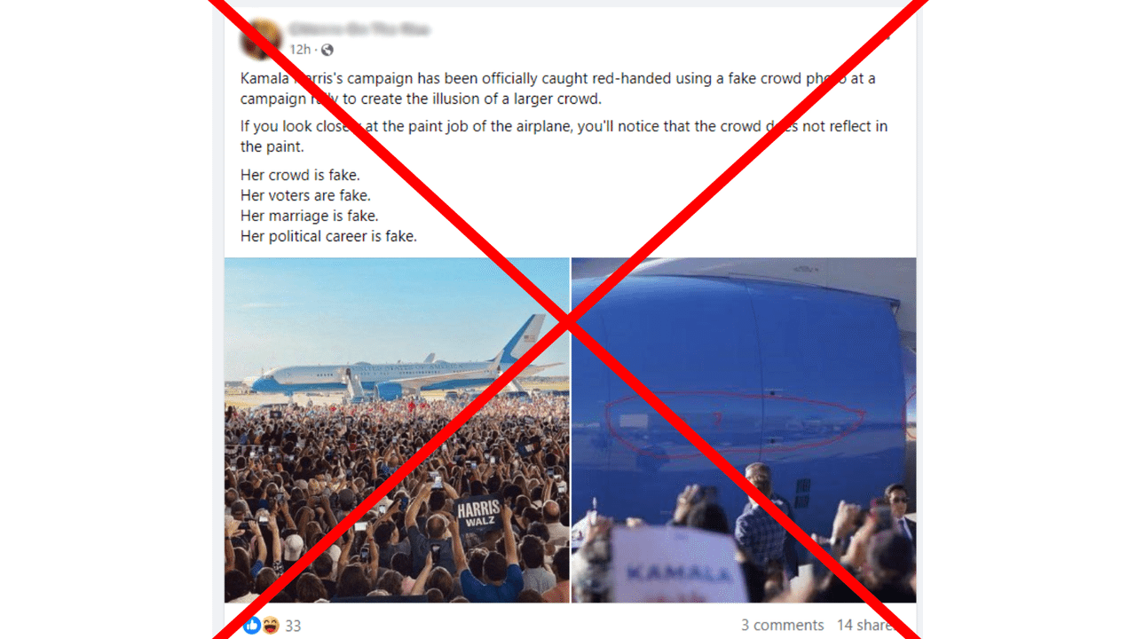 A post claiming photos of the Harris presidential campaign used AI.