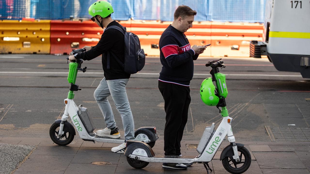 People with electric scooters in Melbourne