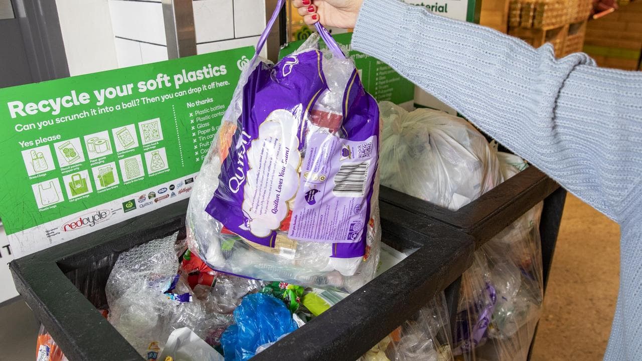 A supermarket collection bin for soft plastics