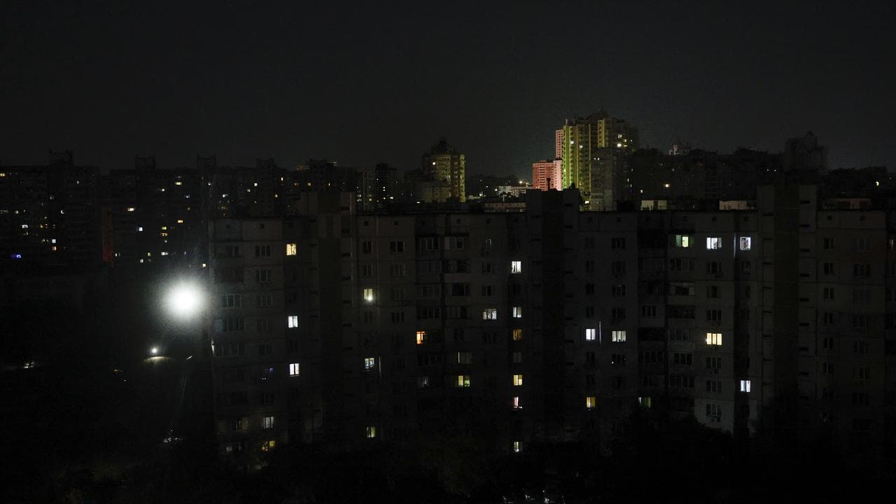 A residential area during an electricity blackout in Kyiv