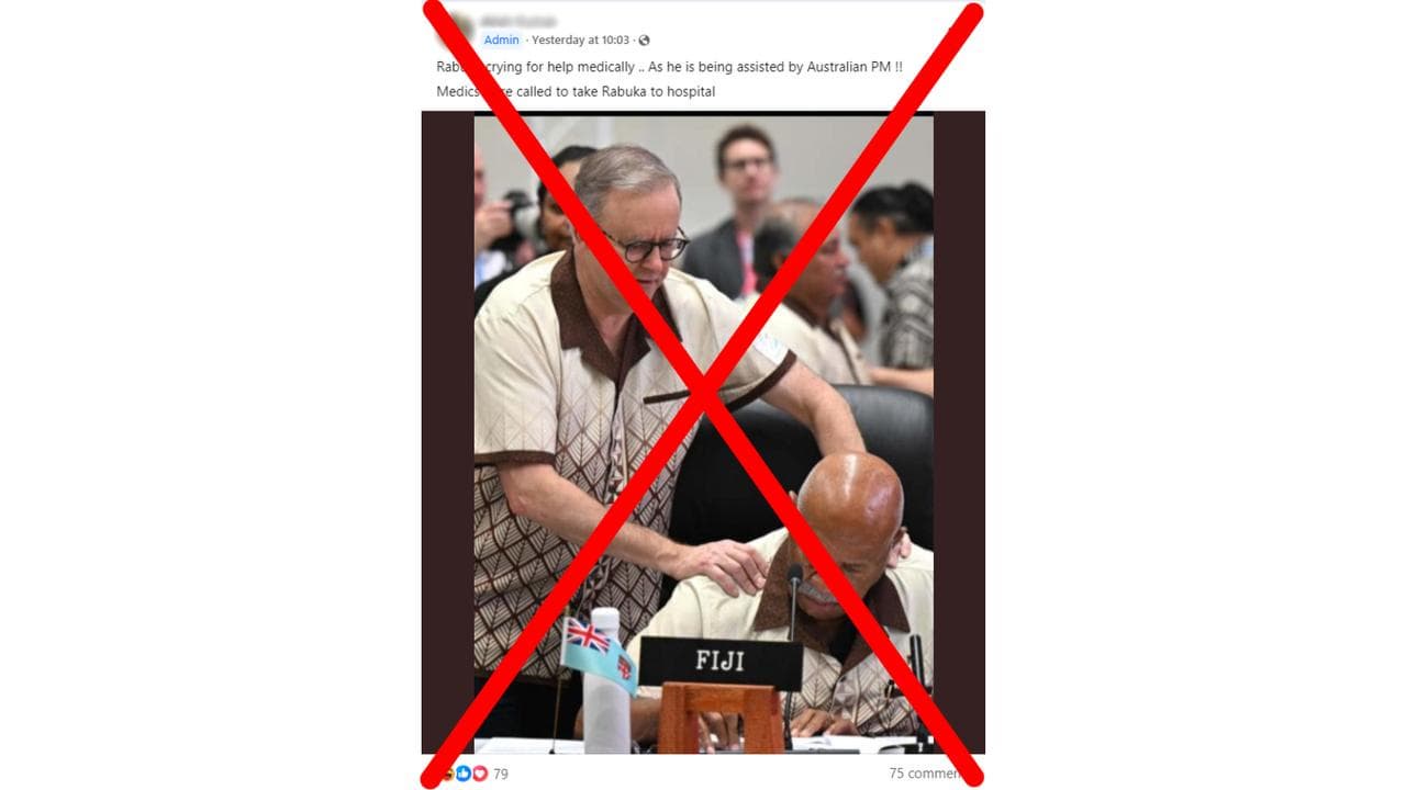 A Facebook post claiming image shows Fiiji PM Sitiveni Rabuka unwell