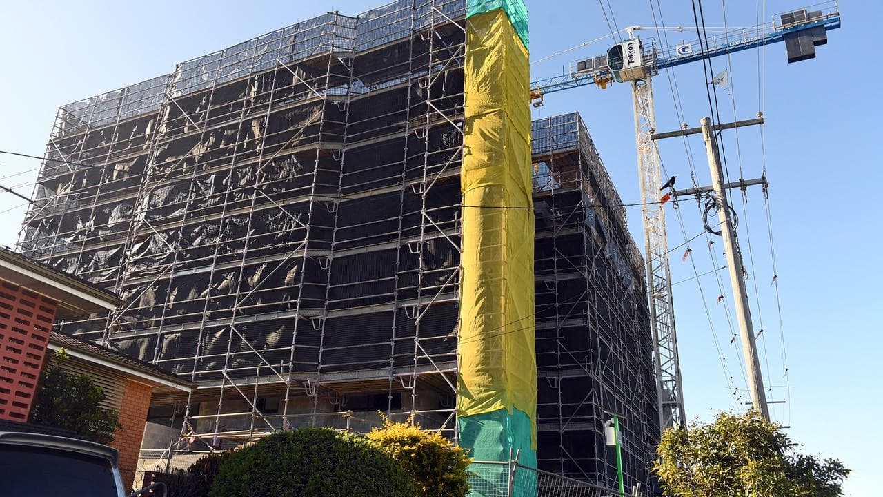 An apartment block under construction.