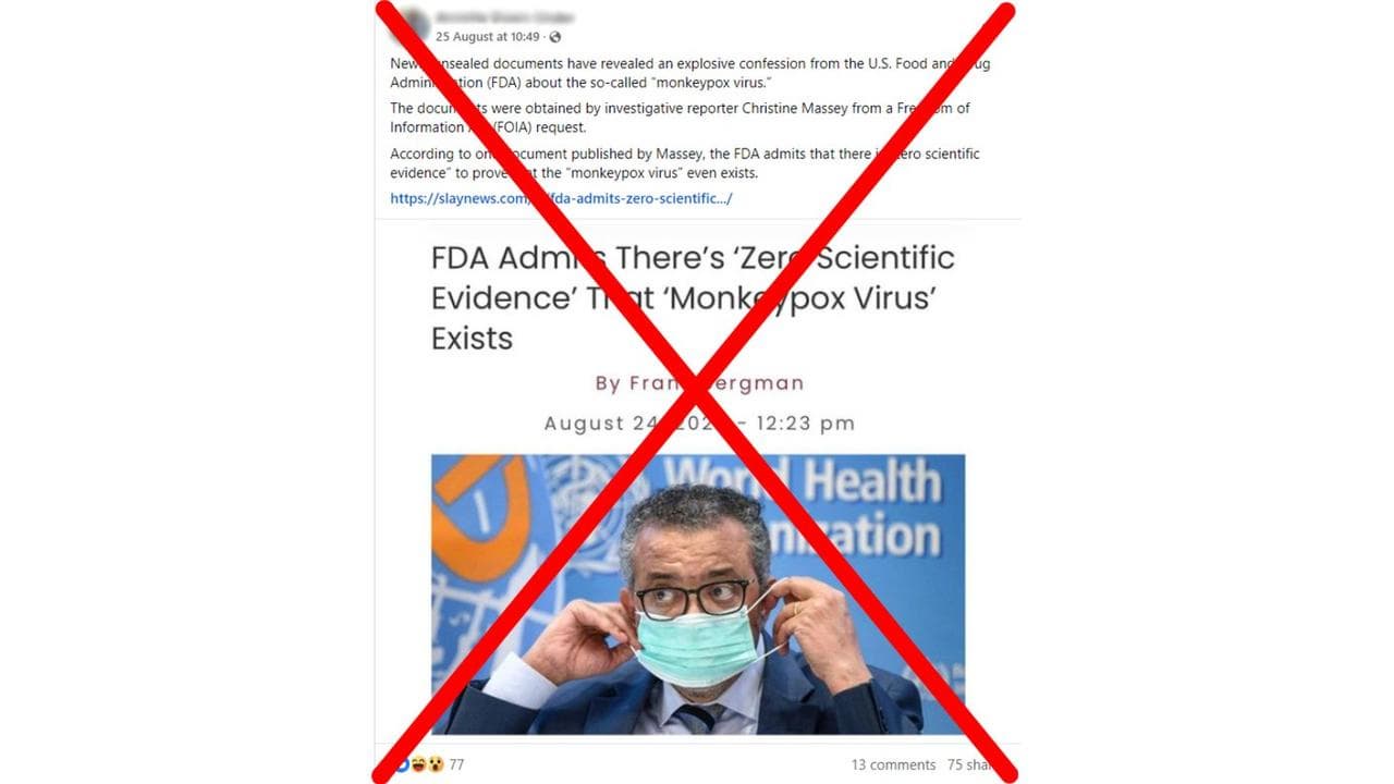 Facebook claiming FDA admitted mpox doesn't exist