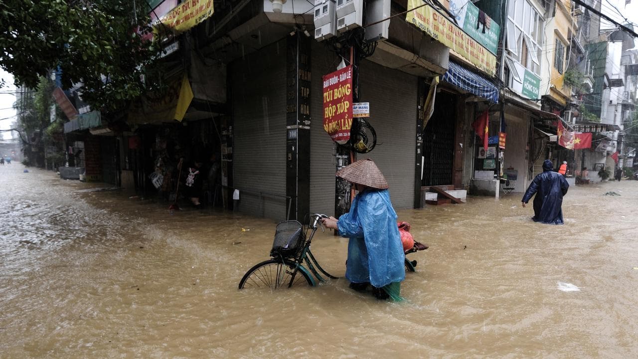 Floodwaters in a street of Hanoi