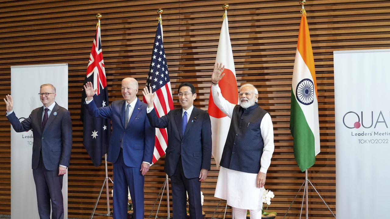 Anthony Albanese, Joe Biden, Fumio Kishida and Narendra Modi