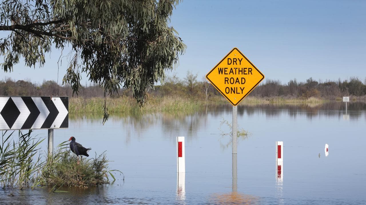 A road sign in flooding (file image)