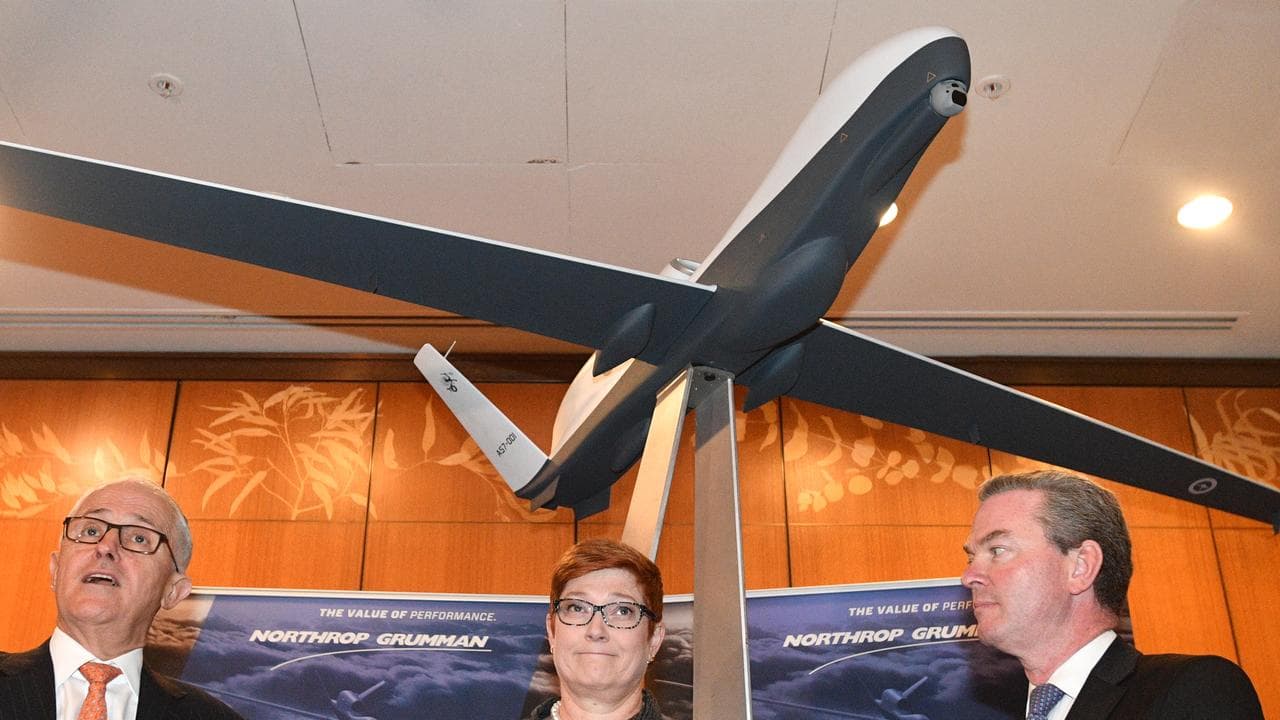 A replica of a MQ-4C Triton drone