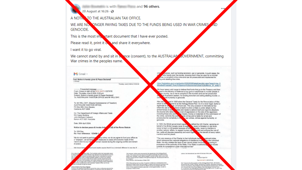 One of the Facebook posts spreading the false claim.