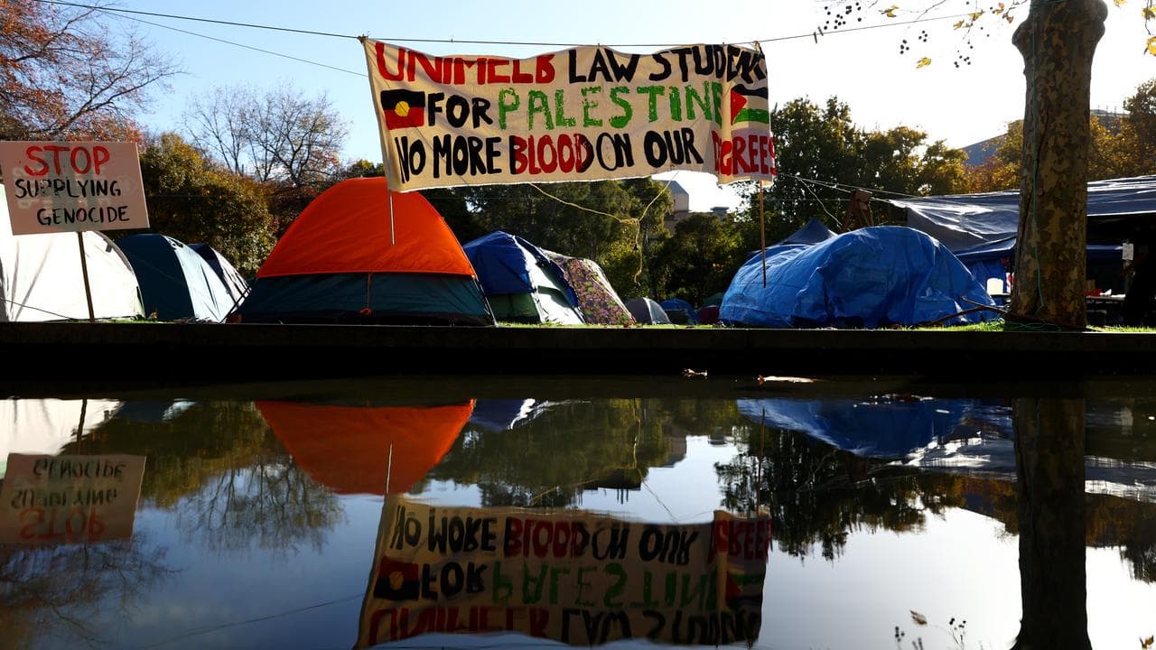 Tents seen at a Pro-Palestine encampment (file image)