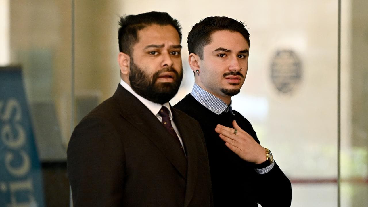 Jason Zerafa (right) arrives at the Downing Centre Local Court 