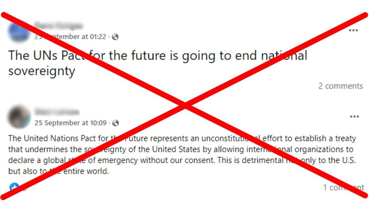 Facebook posts claim UN Pact for the Future takes sovereignty away