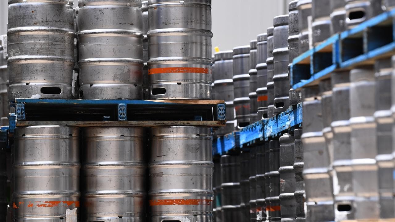 Beer kegs.