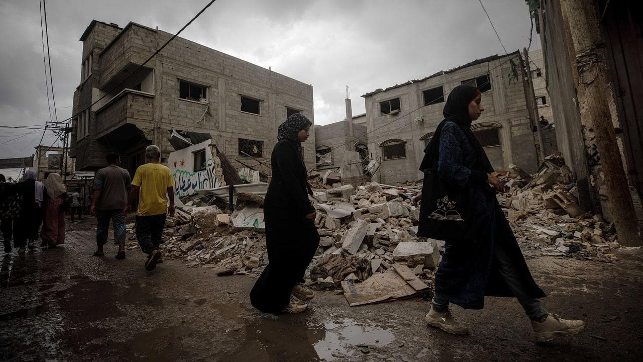 Palestinians in Al Nusairat refugee camp, central Gaza Strip