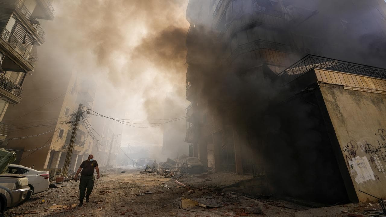 Smoke rises from the site of an Israeli airstrike in Beirut