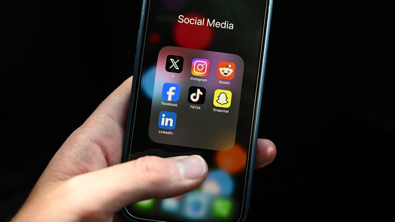 Social media apps seen on a phone (file image)