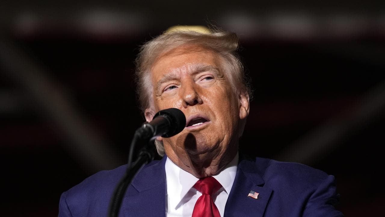 Donald Trump speaks at a rally in Michigan