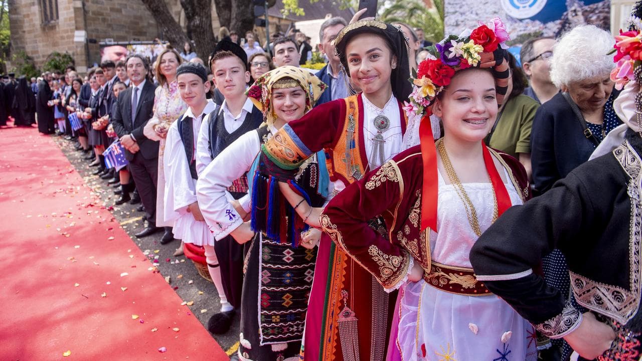 Members from the Greek Orthodox community