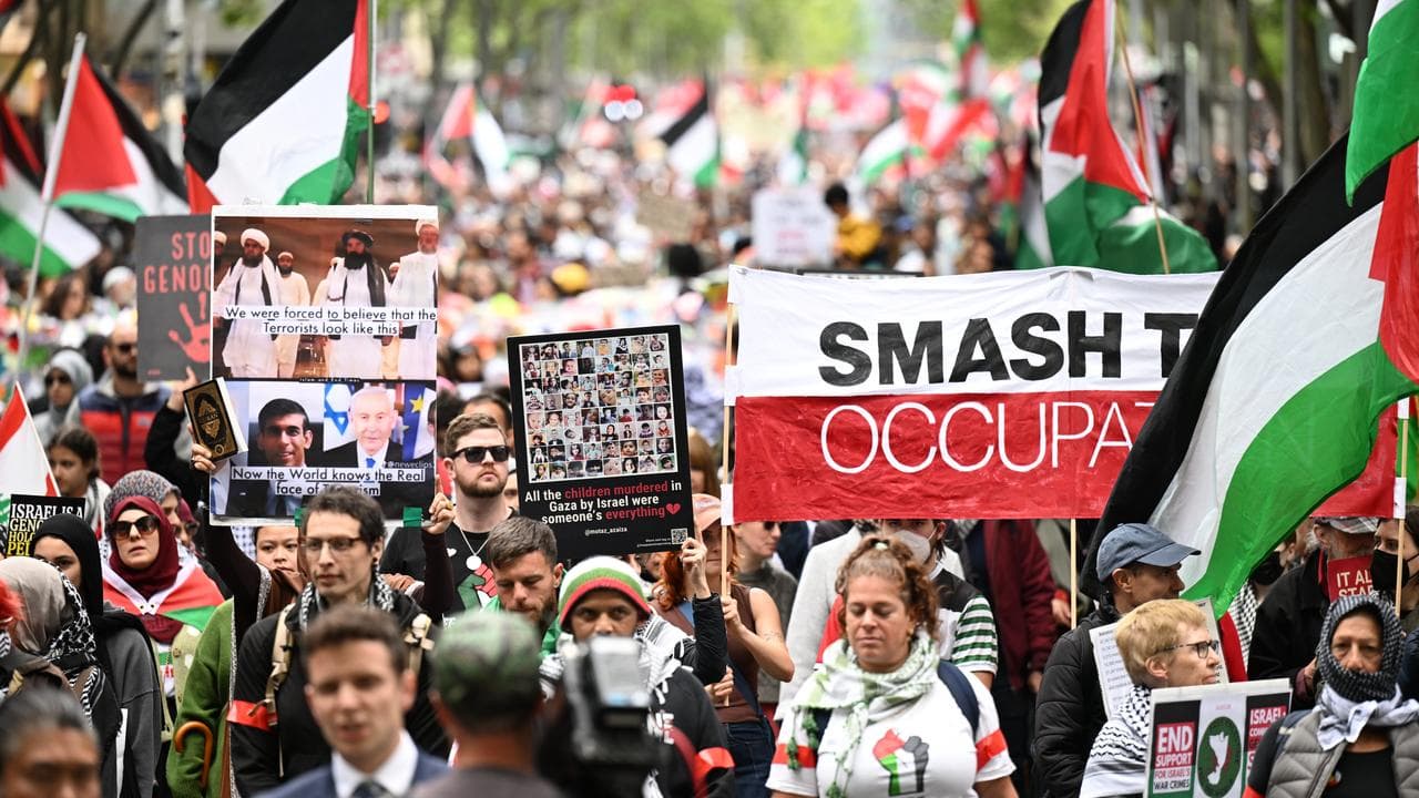 A pro-Palestine rally in Melbourne