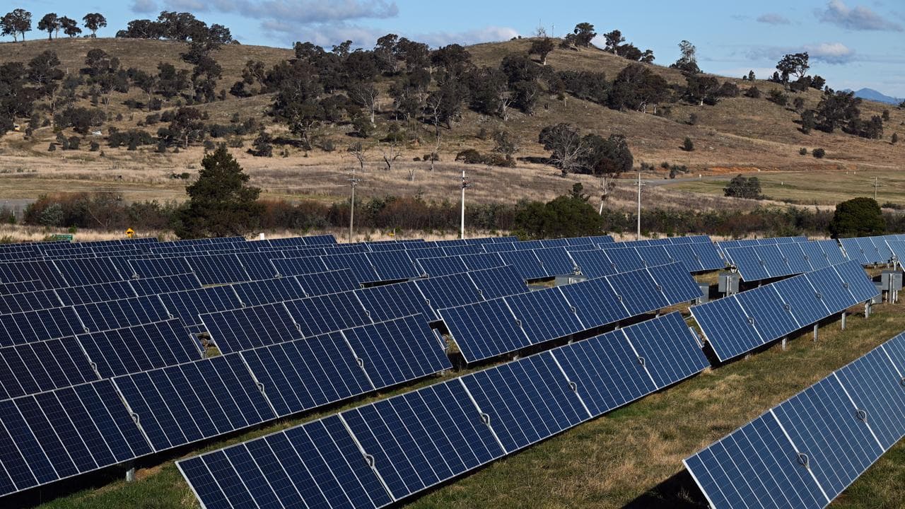 Solar panels are seen at solar farm (file image)