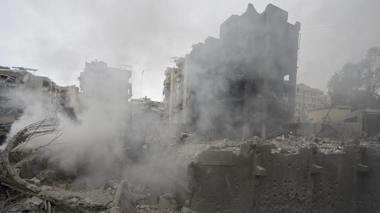 The site of an Israeli air strike in Choueifat in Lebanon