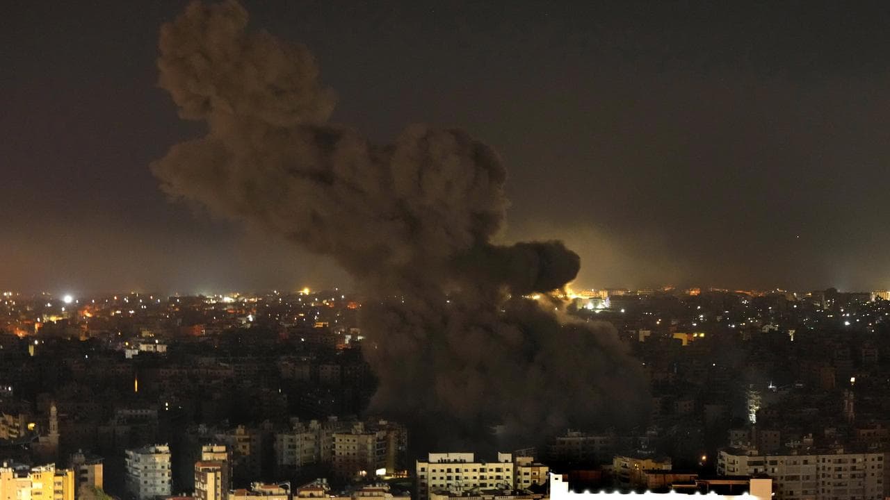 Smoke rises from an Israeli airstrike in Dahiyeh, Beirut, Lebanon