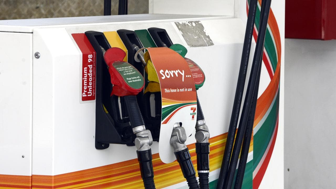 A sorry sign on a petrol bowser (file image)